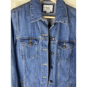 Forever 21 Women Denim Small Jacket Long Sleeve Full Button Blue
